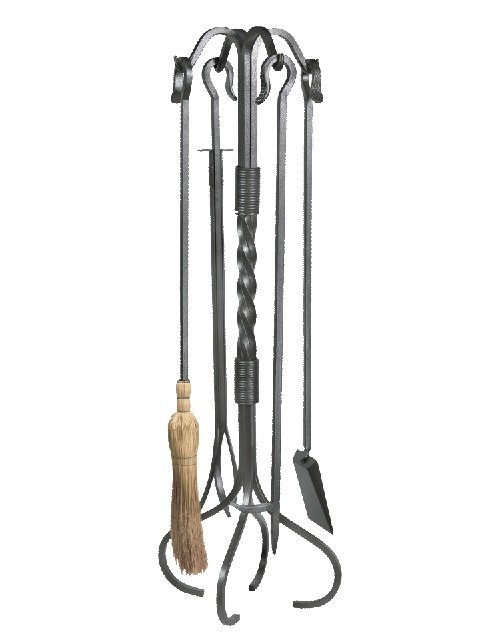 Extra Tall 5 Piece Hand Forged Iron Fireplace Tool Set