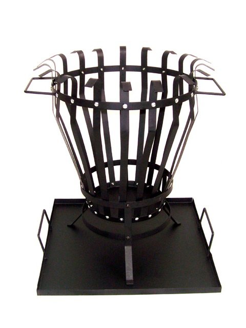 Colonial Fatwood Holder Basket Caddy - Black Wrought Iron With 4lbs Fatwood Sticks | Natural Fire Starter